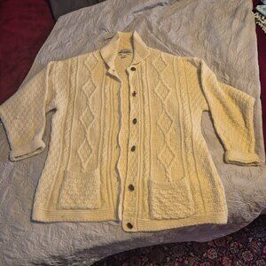 Aran Crafts Cream Wool Cardigan